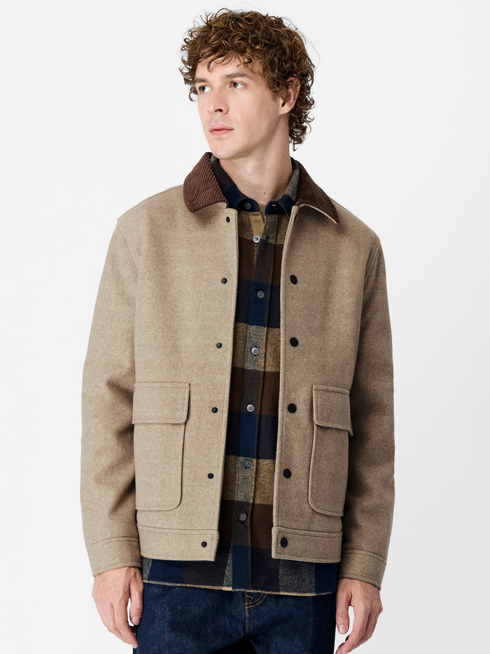 Taupe Corduroy Collar Jacket