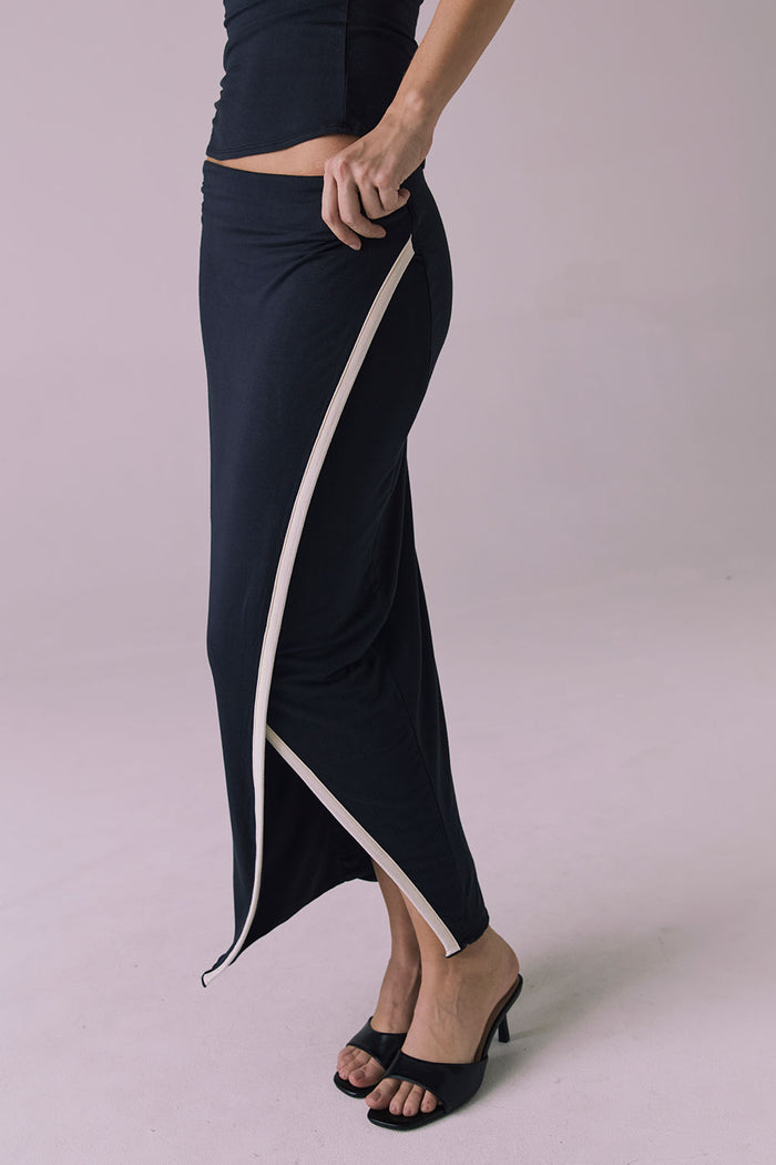 Tavira  Licorice Black Midi Skirt Womens chaserbrand