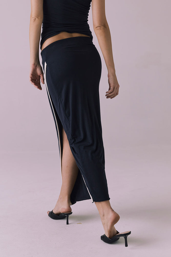 Tavira  Licorice Black Midi Skirt Womens chaserbrand