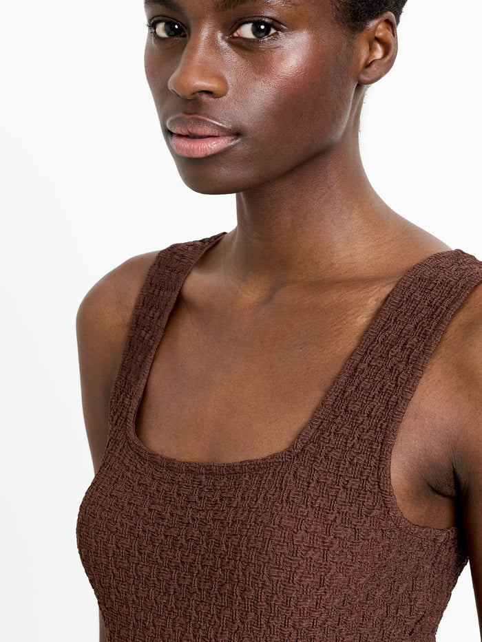 Textured Square Neck Midi Dress