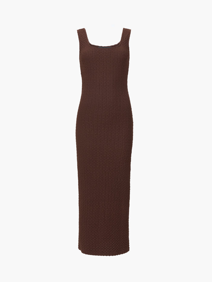 Textured Square Neck Midi Dress