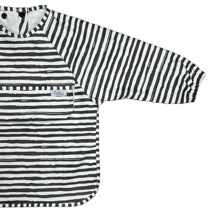 The Grayson Long Sleeve Bib - Brush Stripes: Petal Pink