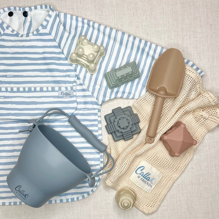 The Grayson Long Sleeve Bib - Brush Stripes: Petal Pink