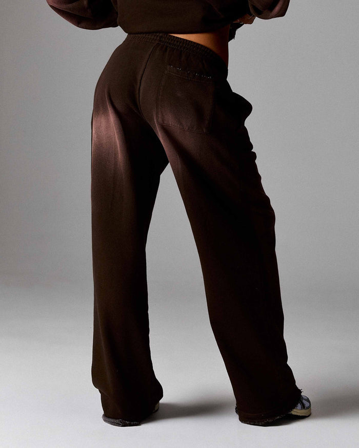 The Winner's Circle Amber Script Low Rise Oversized Wide Leg Joggers - Brown/Pink