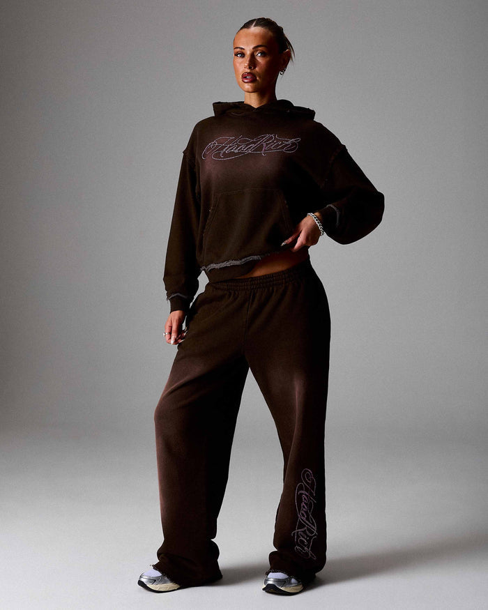The Winner's Circle Amber Script Mid Length Hoodie - Brown/Pink
