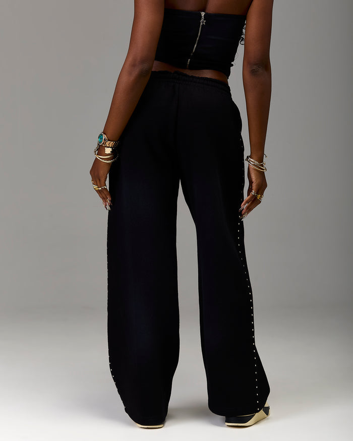 The Winner's Circle Aspen Wide Leg Joggers - Black