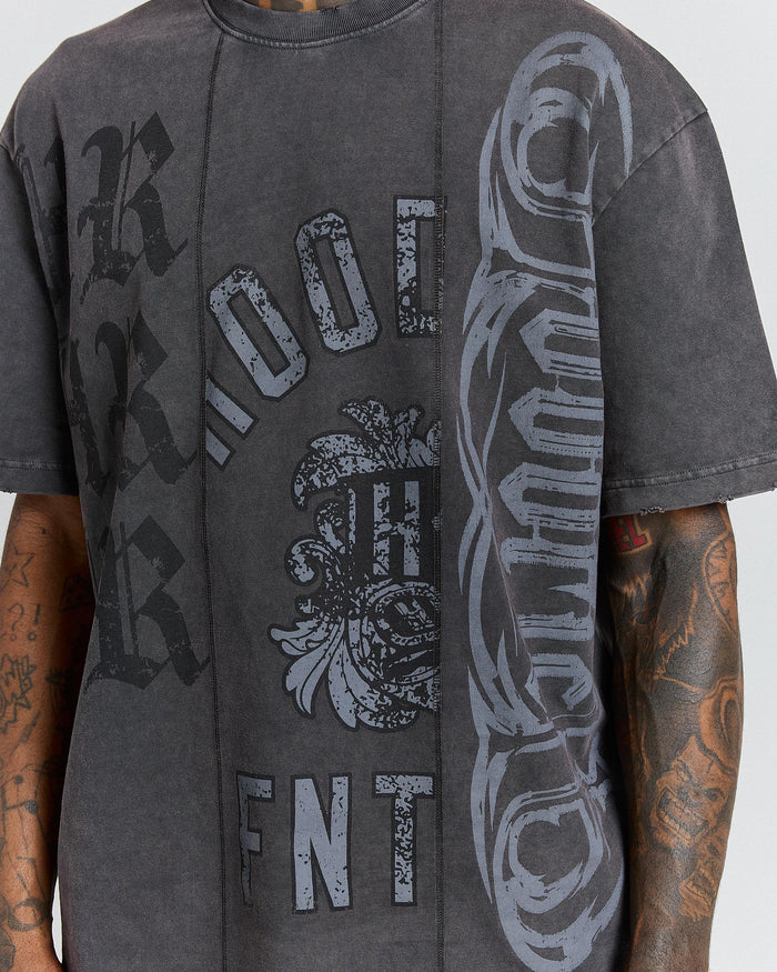 The Winner's Circle Divide Oversized T-Shirt - Grey