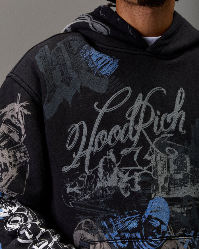 The Winner's Circle Oversized Hoodie - Black Wash