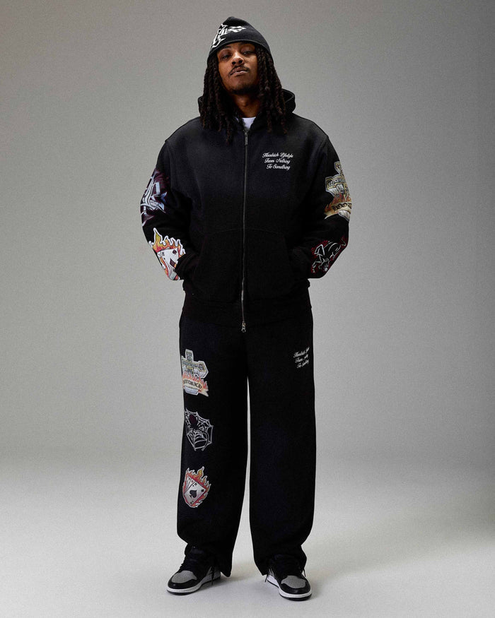 The Winner's Circle Phase Oversized Open Hem Joggers - Black