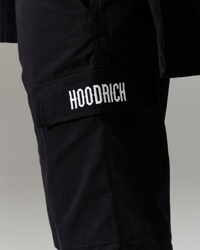 The Winner's Circle Ripstop Cargo Shorts - Black/White