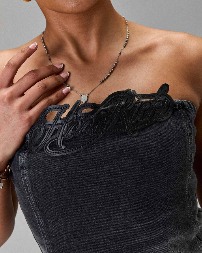 The Winner's Circle Solace Panelled Appliqué Corset - Grey/Black