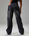 The Winner's Circle Solace Wide Leg Cargo Jeans - Grey/Black