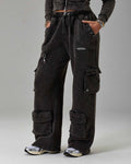 The Winner's Circle Token Oversized Wide Leg Joggers - Washed Black