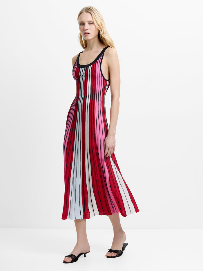 Theo Sleeveless Multicolour Stripe Knit Midi Dress