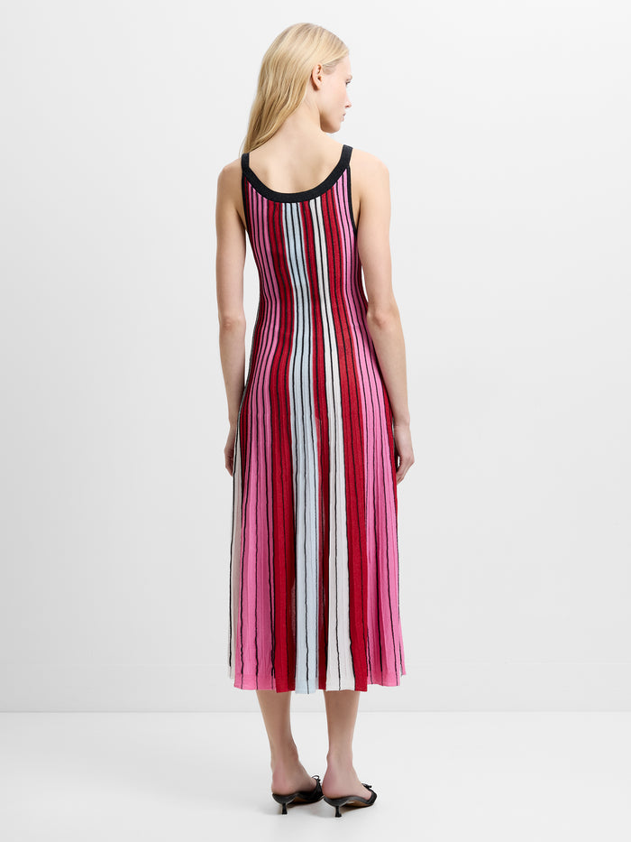 Theo Sleeveless Multicolour Stripe Knit Midi Dress