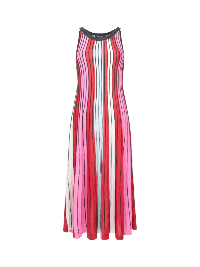 Theo Sleeveless Multicolour Stripe Knit Midi Dress