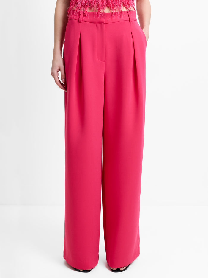 Tiana Tailored Pleated Pink Wide Leg Trousers