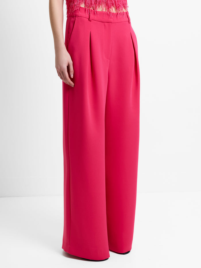 Tiana Tailored Pleated Pink Wide Leg Trousers