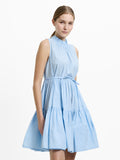 Tiered Poplin Belted Mini Dress