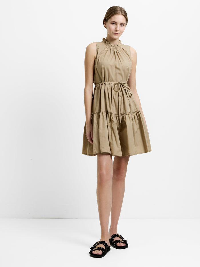 Tiered Poplin Belted Mini Dress