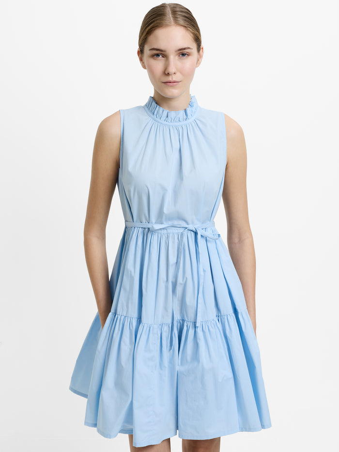 Tiered Poplin Belted Mini Dress