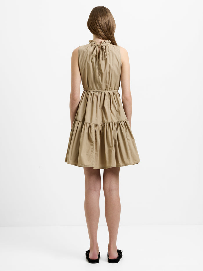 Tiered Poplin Belted Mini Dress