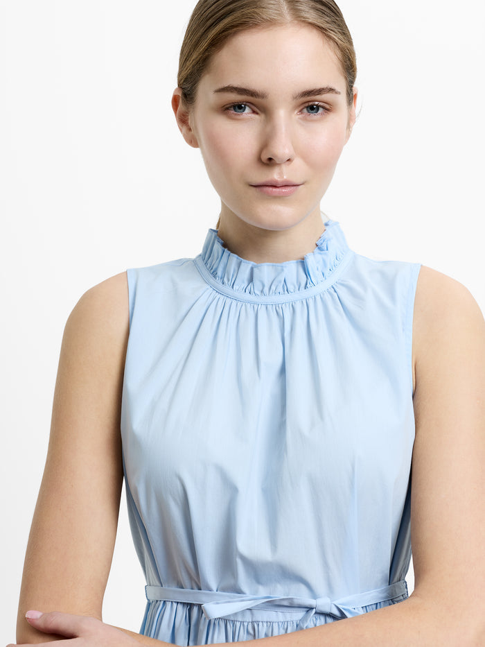 Tiered Poplin Belted Mini Dress
