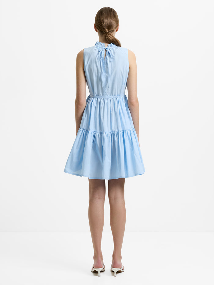 Tiered Poplin Belted Mini Dress