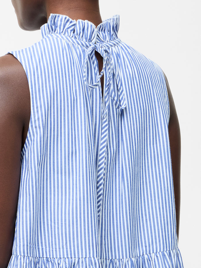 Tiered Striped Poplin Dress