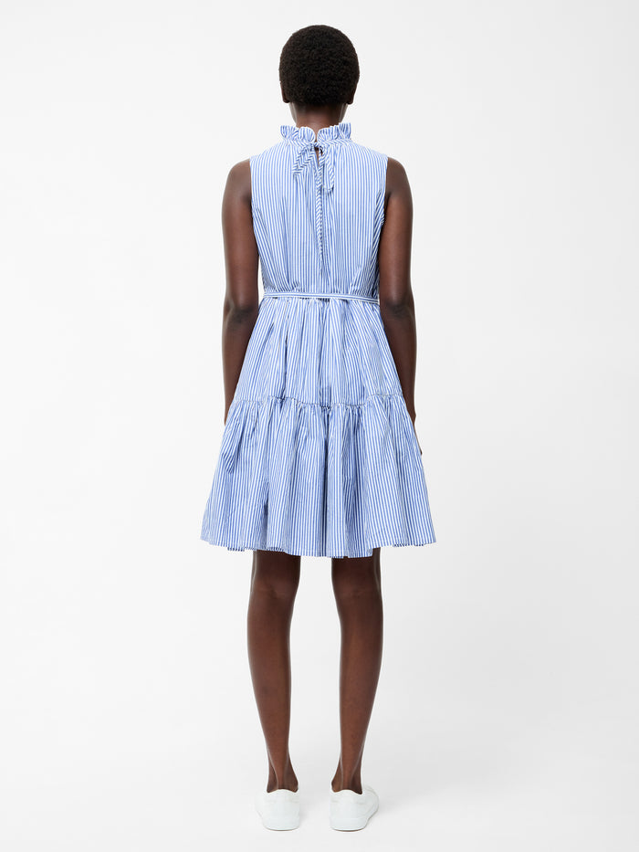 Tiered Striped Poplin Dress