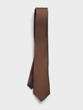Tobacco silk tie, draped, on white background