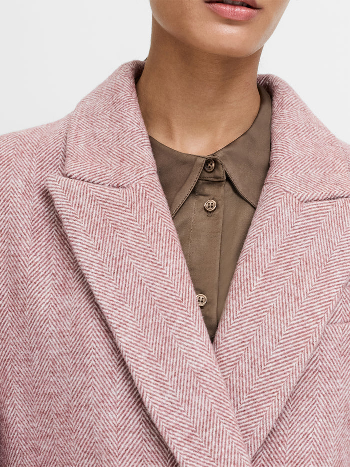 Torie Pink Chevron Wool Blend Tailored Coat