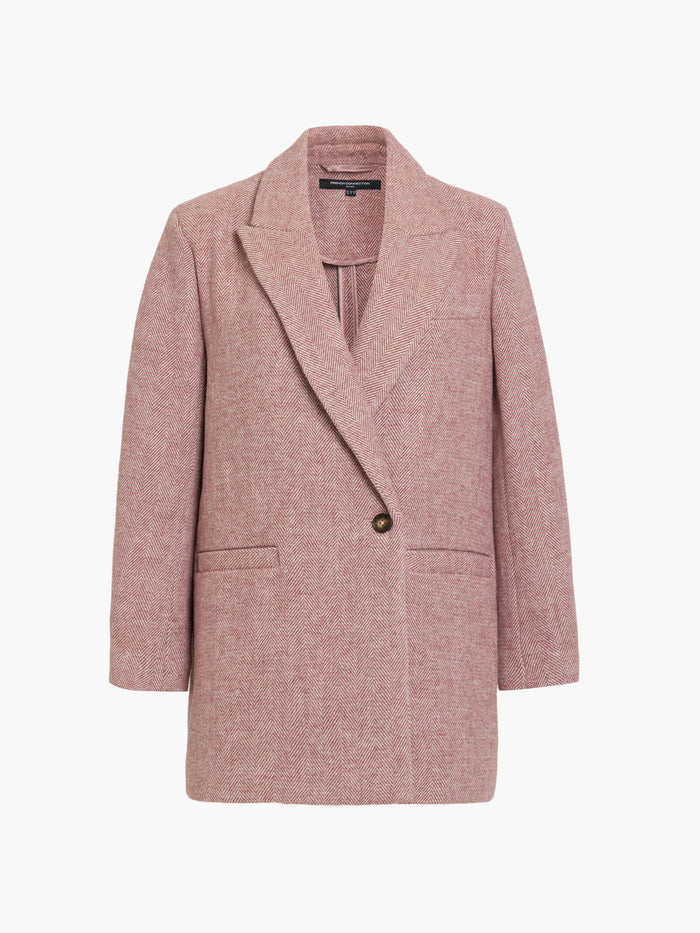 Torie Pink Chevron Wool Blend Tailored Coat