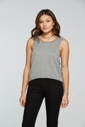 Triblend Jersey Cropped Dropped Armhole Hi Lo Racerback Tank WOMENS - chaserbrand