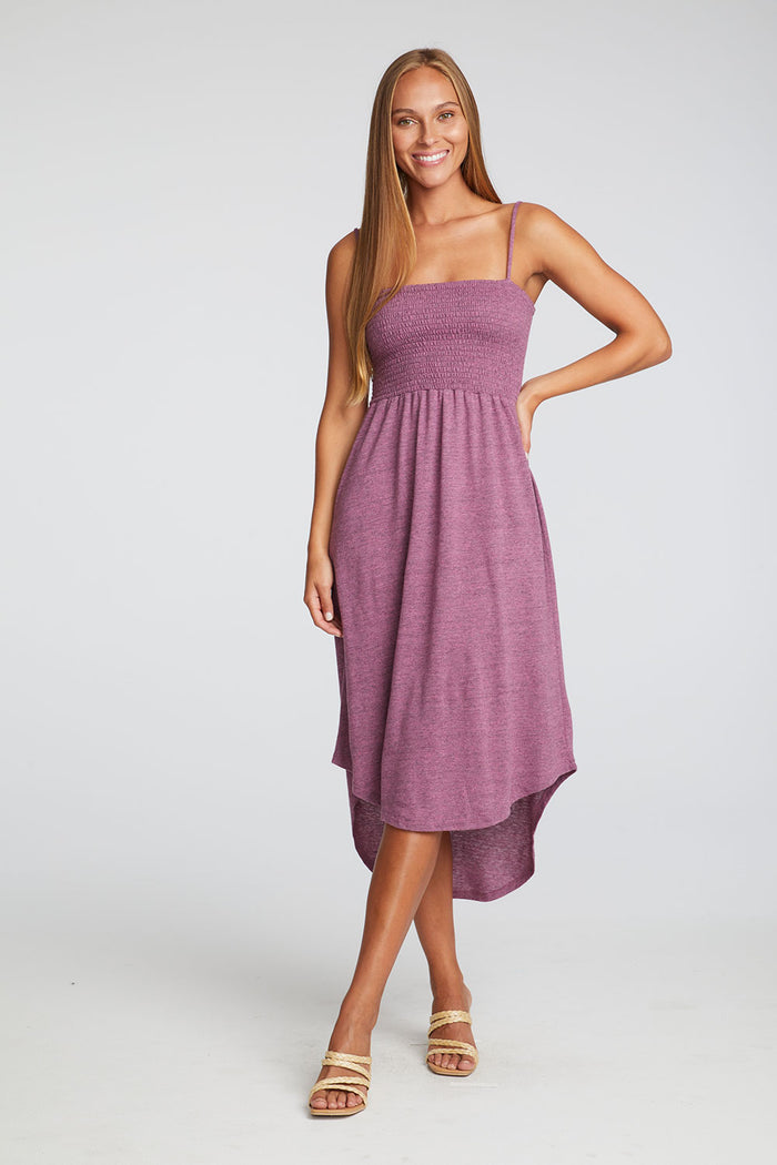 Triblend Jersey Smocked Cami Hi Lo Shirttail Midi Sundress WOMENS chaserbrand