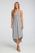 Triblend Jersey Smocked Cami Hi Lo Shirttail Midi Sundress WOMENS chaserbrand