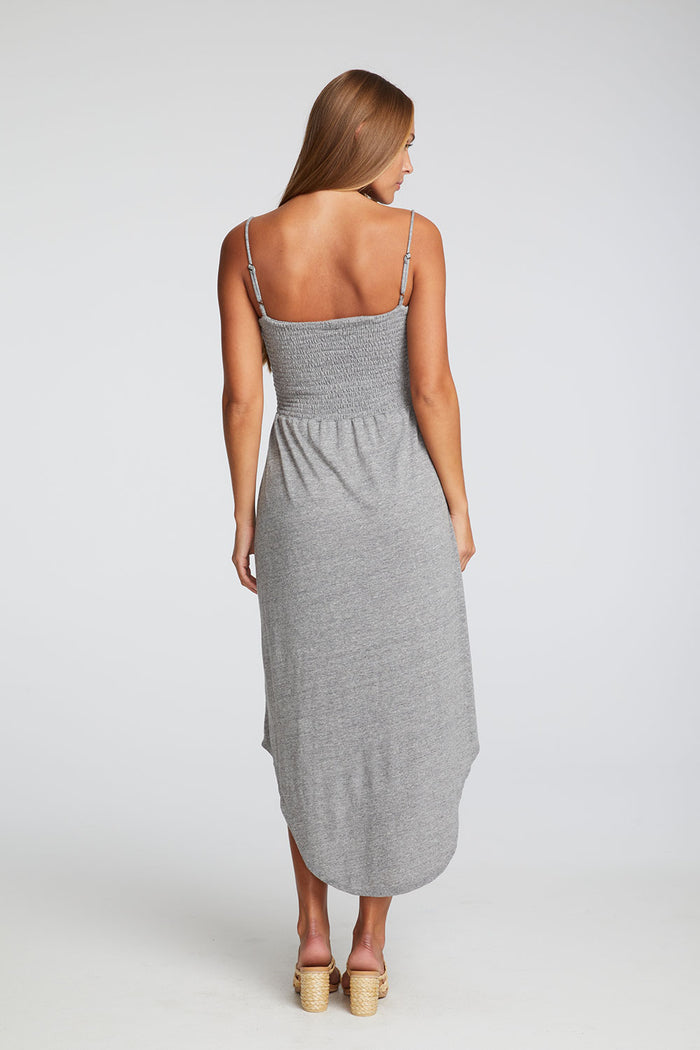 Triblend Jersey Smocked Cami Hi Lo Shirttail Midi Sundress WOMENS chaserbrand