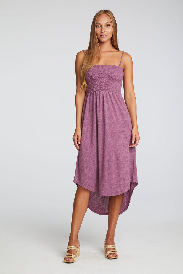 Triblend Jersey Smocked Cami Hi Lo Shirttail Midi Sundress WOMENS chaserbrand