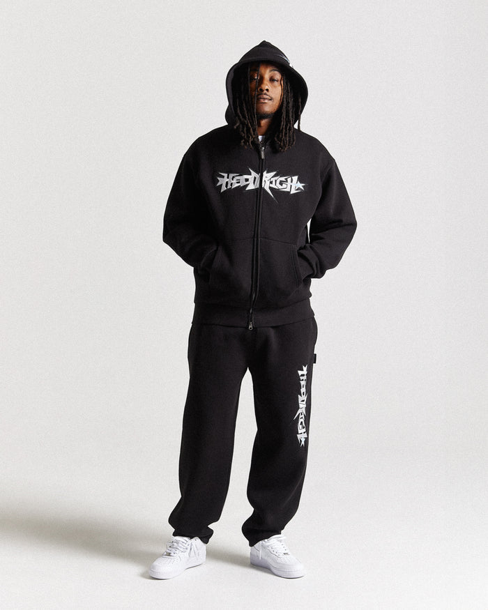 Triluxe Oversized Zip Through Hoodie - Black/White
