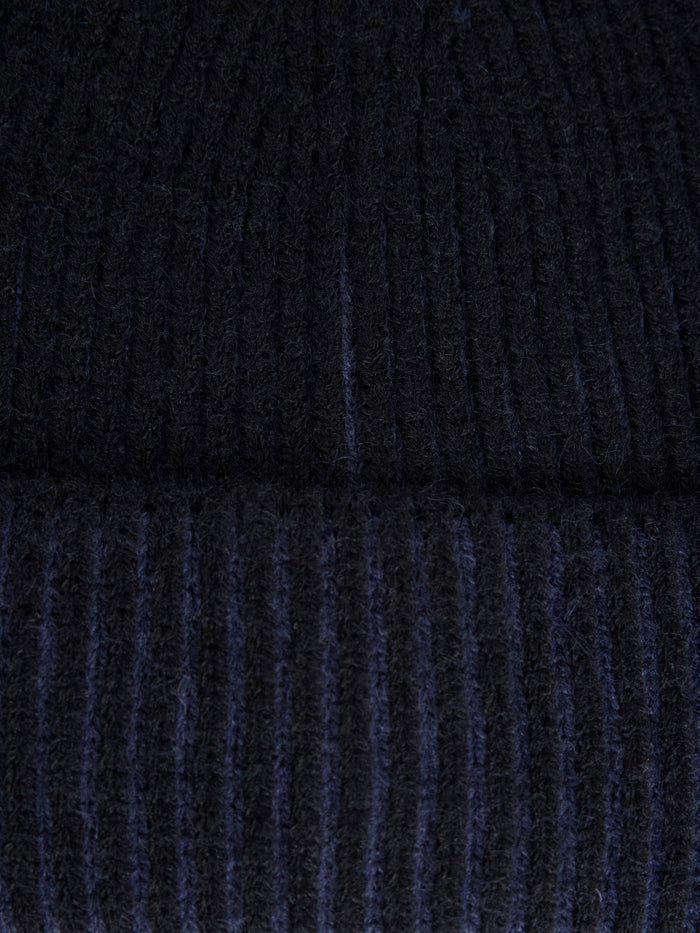 Two Tone Knit Beanie Hat