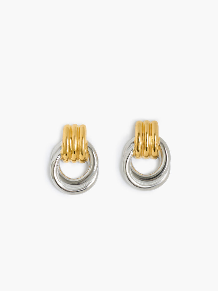 Two Tone Knot Drop Earrings
