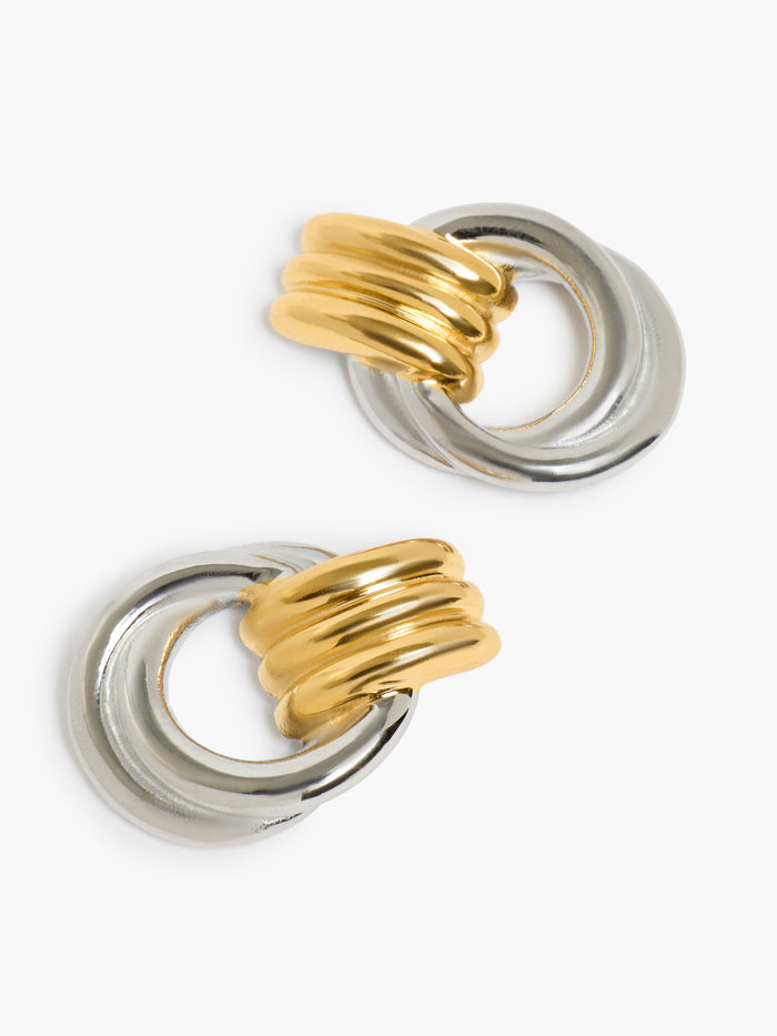 Two Tone Knot Drop Earrings