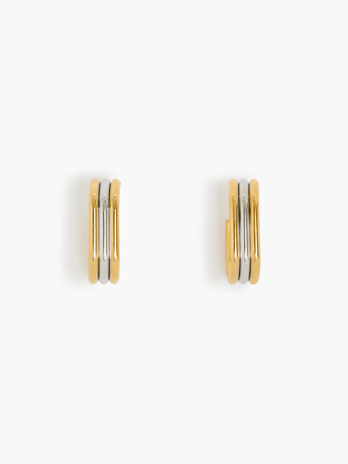 Two Tone Rows Hoop Earrings