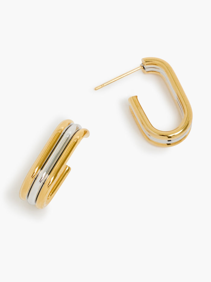 Two Tone Rows Hoop Earrings