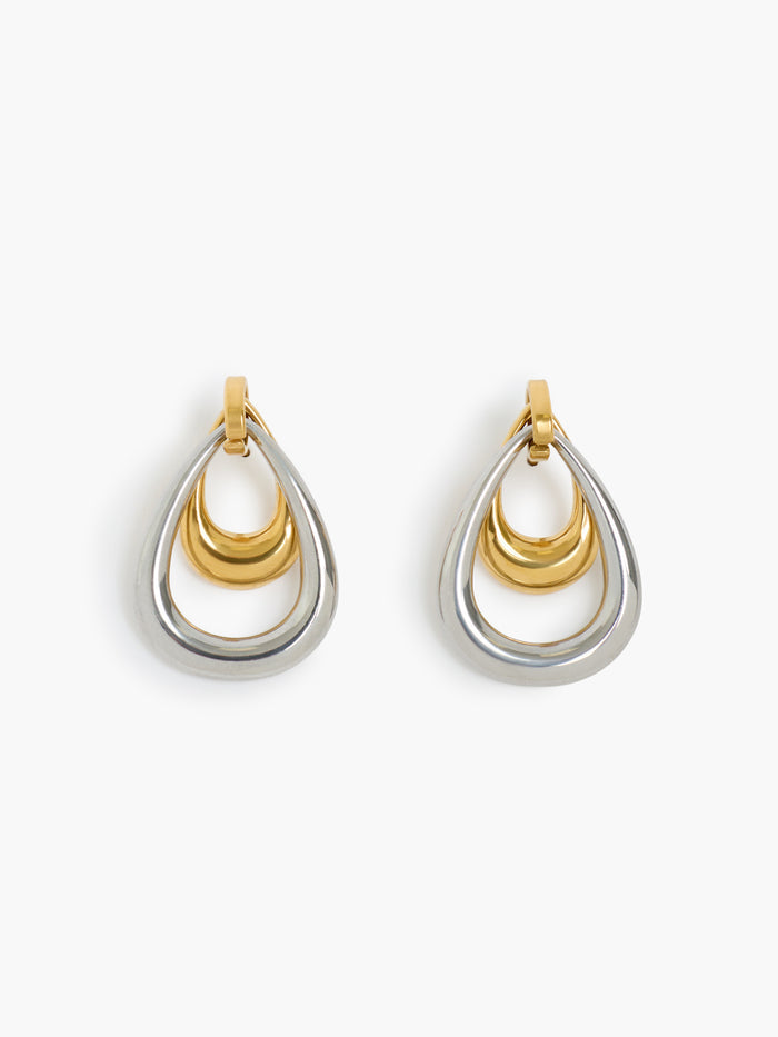 Two Tone Teardrop Drop Earrings