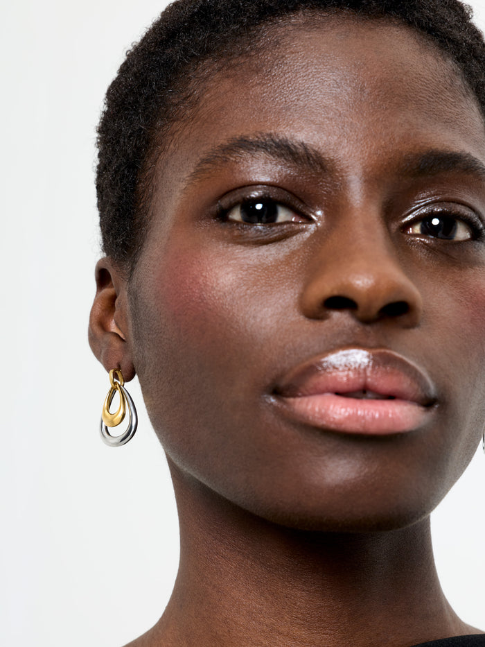 Two Tone Teardrop Drop Earrings