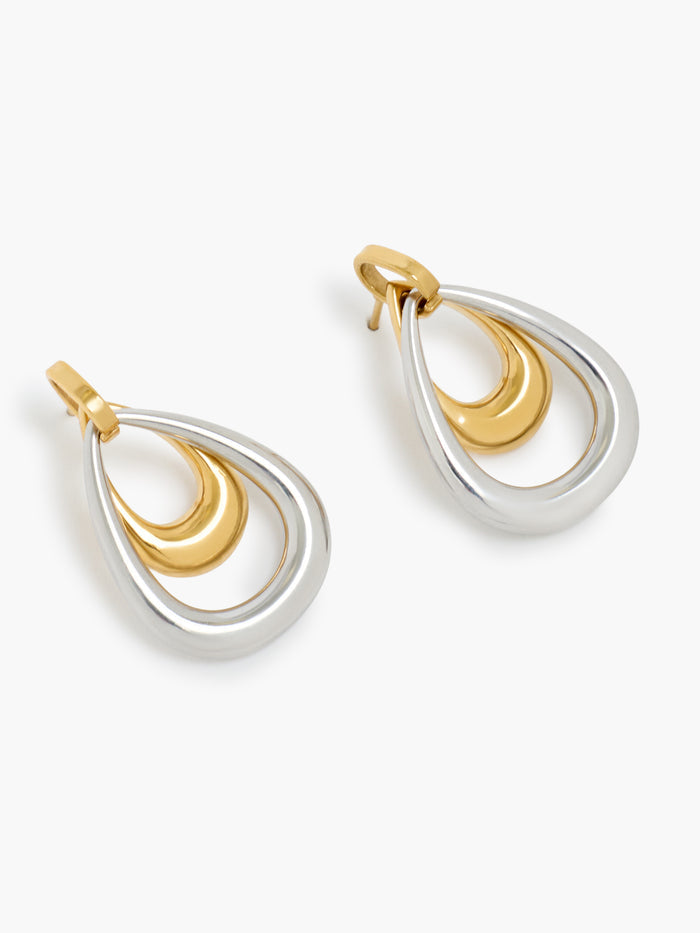Two Tone Teardrop Drop Earrings