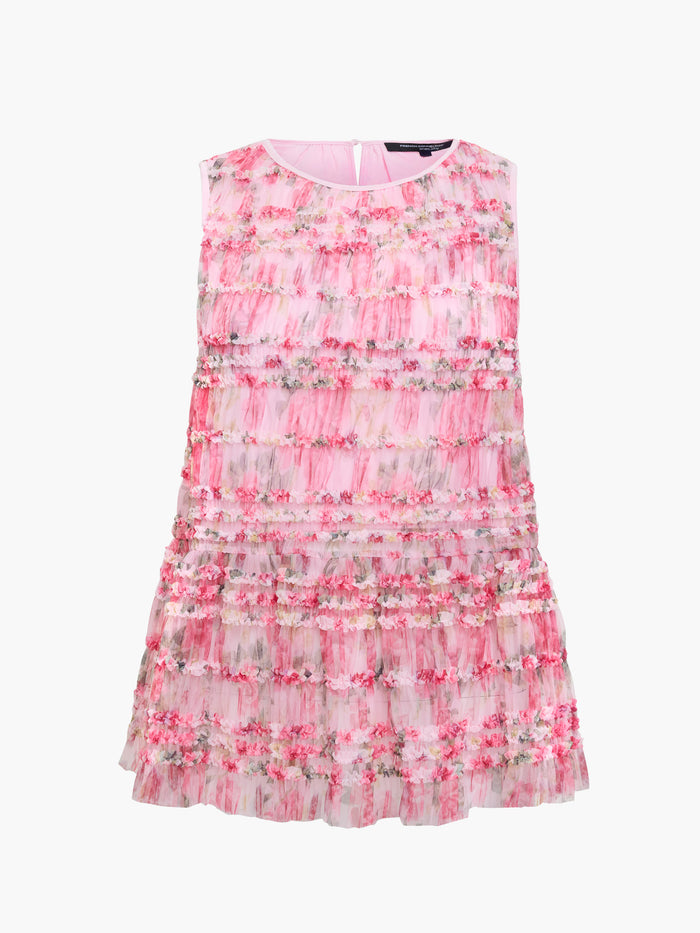 Vanessa Mesh Ruffle Pink Floral Peplum Top