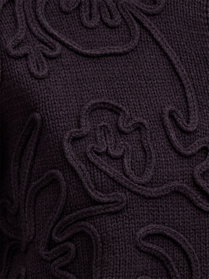 Varli Dark Brown 3D Floral Knit Cardigan