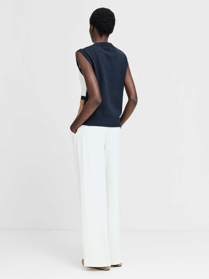 Varli Navy Colour Blocking Knit Vest